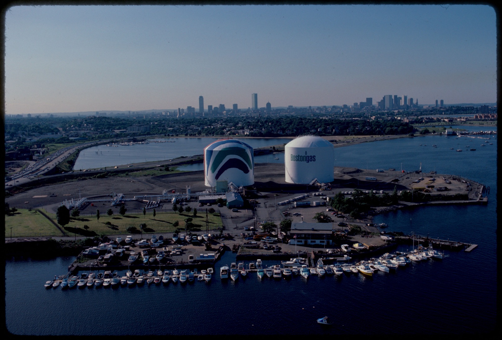 Boston Gas tanks on the Dorchester waterfront, 1984